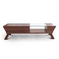 Mid-Century Modern Walnut 47-inch Glass Insert 1-Shelf Coffee Table