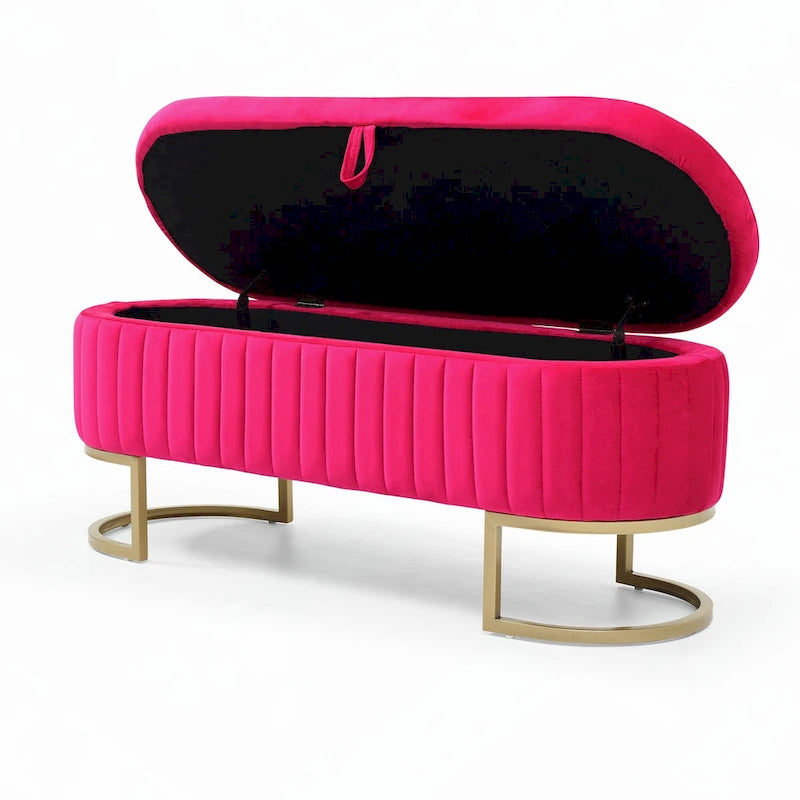 Storage Bench Bedroom Bench,Rose Red