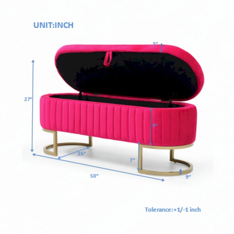 Storage Bench Bedroom Bench,Rose Red