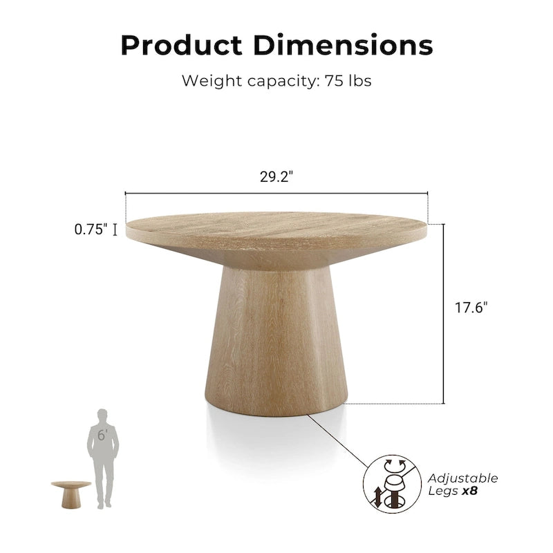 Vitten Modern Round Solid Wood Pedestal Coffee Table