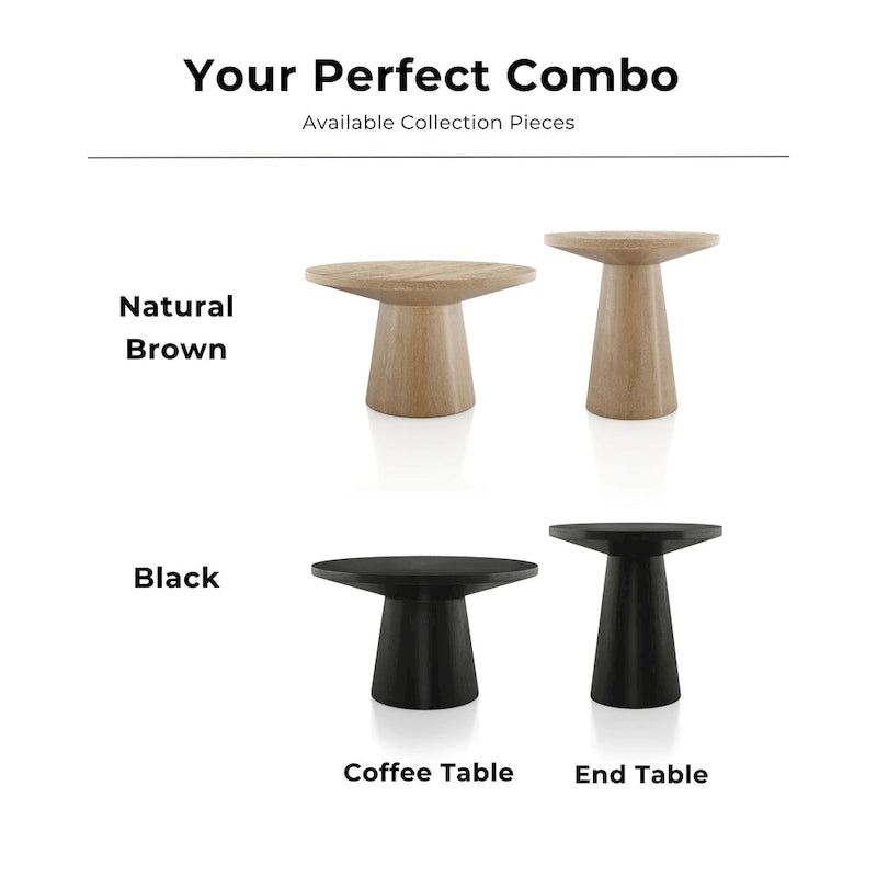 Vitten Modern Round Solid Wood Pedestal Coffee Table