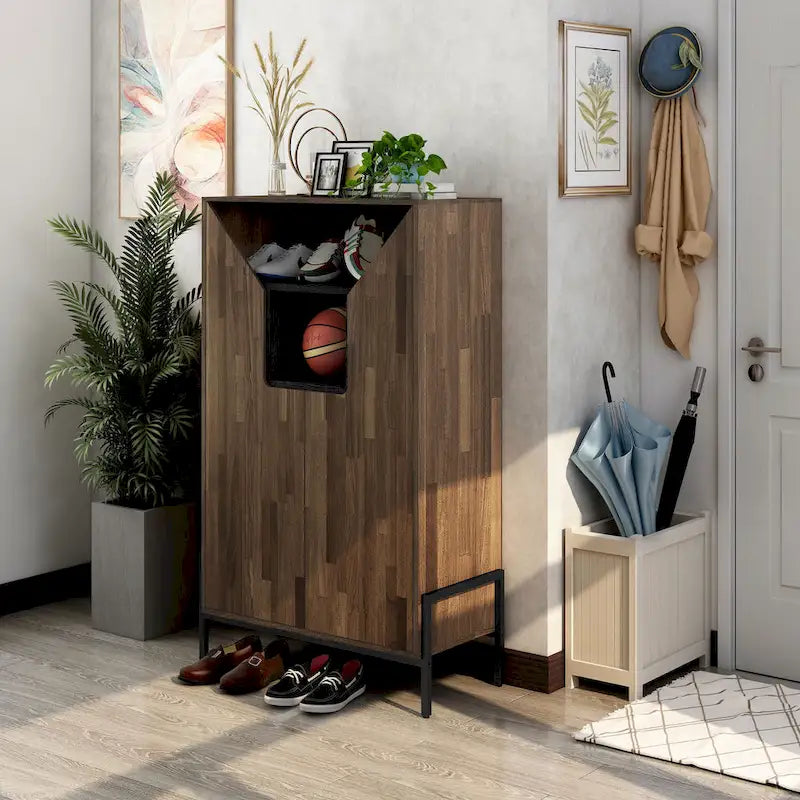 Rustic 8-shelf Shoe Cabinet