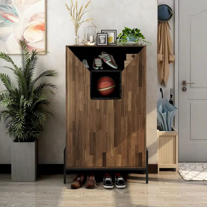 Rustic 8-shelf Shoe Cabinet