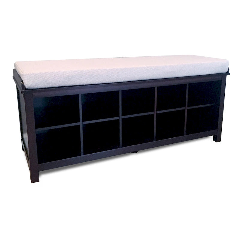 Solid Wood Shoe Storage Bench Espresso