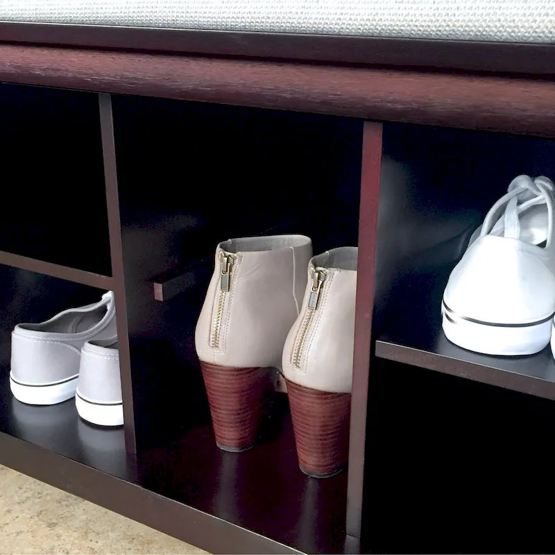 Solid Wood Shoe Storage Bench Espresso