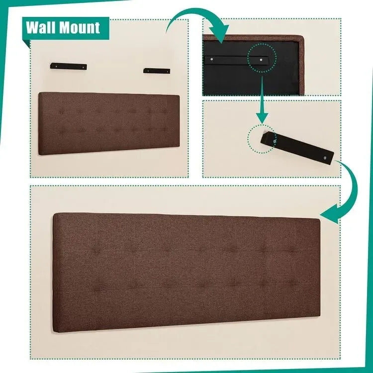 Tufted Upholstered Headboard, Height Adjustable Queen Size Headboard, Bed Backboard Padded Premium Fabric Headboard
