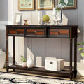 Solid Wood Console Table with 3 Drawers and Shelf