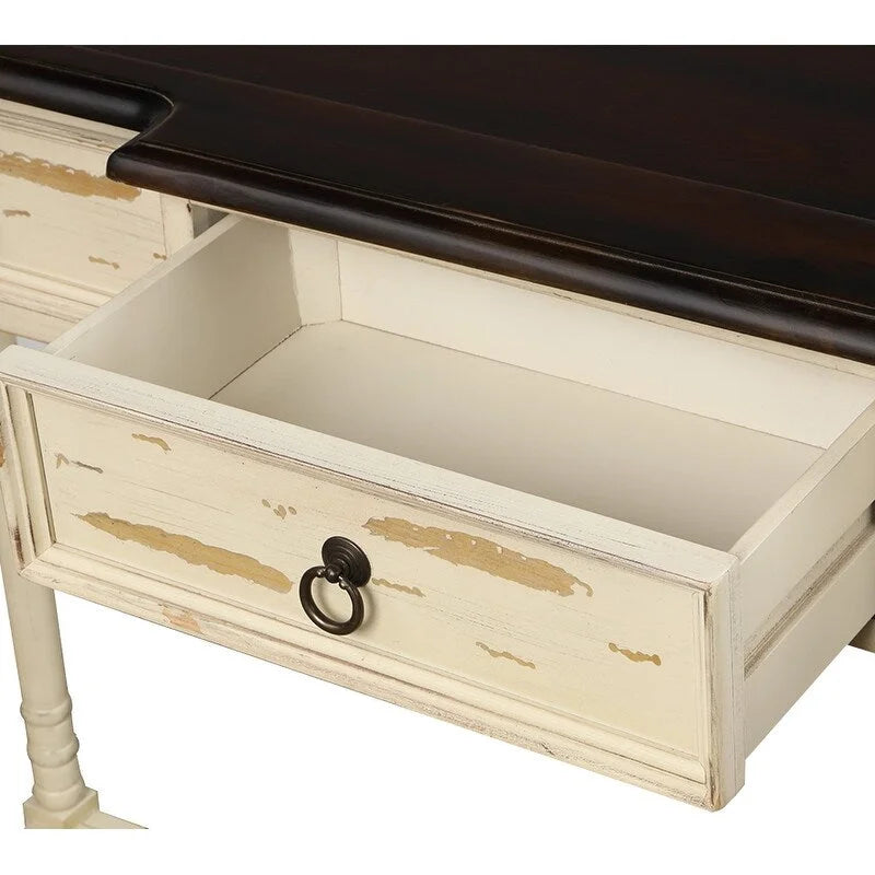 Solid Wood Console Table with 3 Drawers and Shelf