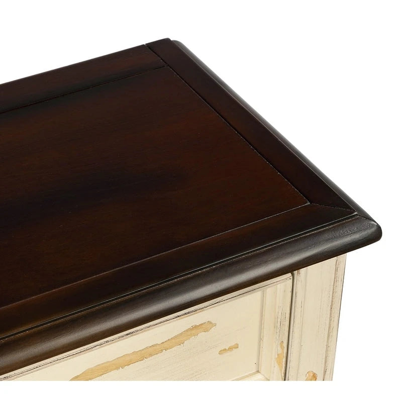 Solid Wood Console Table with 3 Drawers and Shelf
