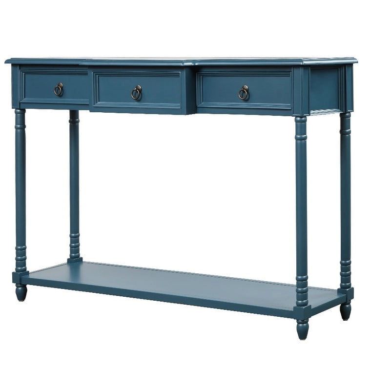 Solid Wood Console Table with 3 Drawers and Shelf