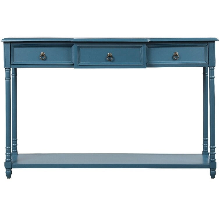 Solid Wood Console Table with 3 Drawers and Shelf