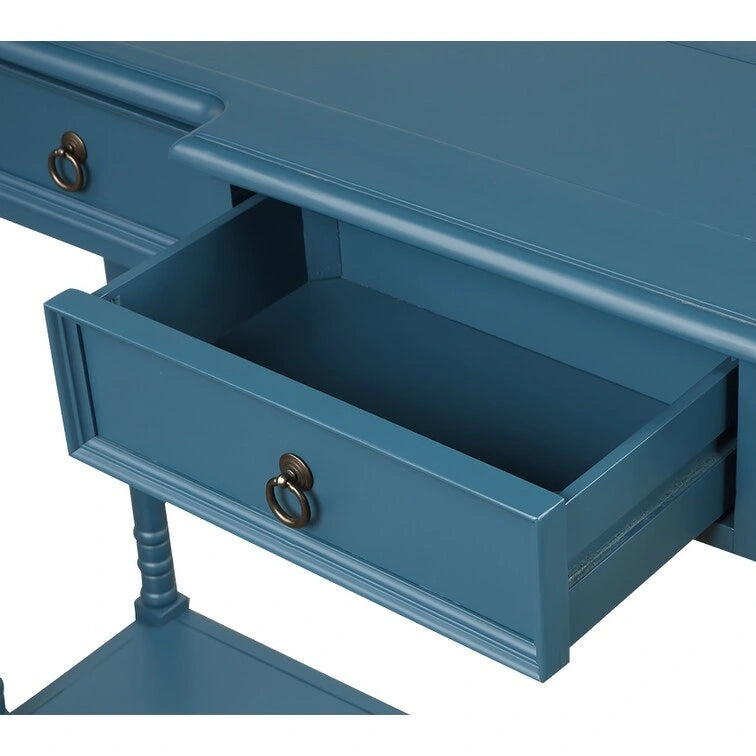 Solid Wood Console Table with 3 Drawers and Shelf