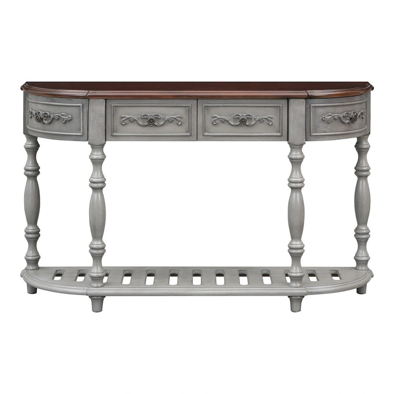 Curved Console Table with 4 Drawers and 1 Shelf