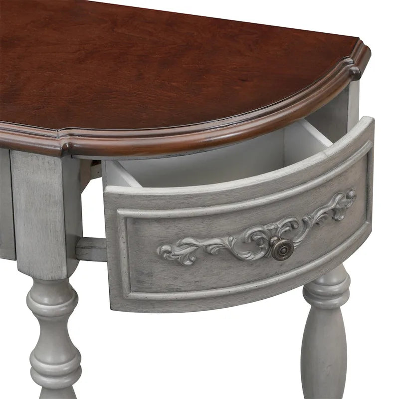Curved Console Table with 4 Drawers and 1 Shelf
