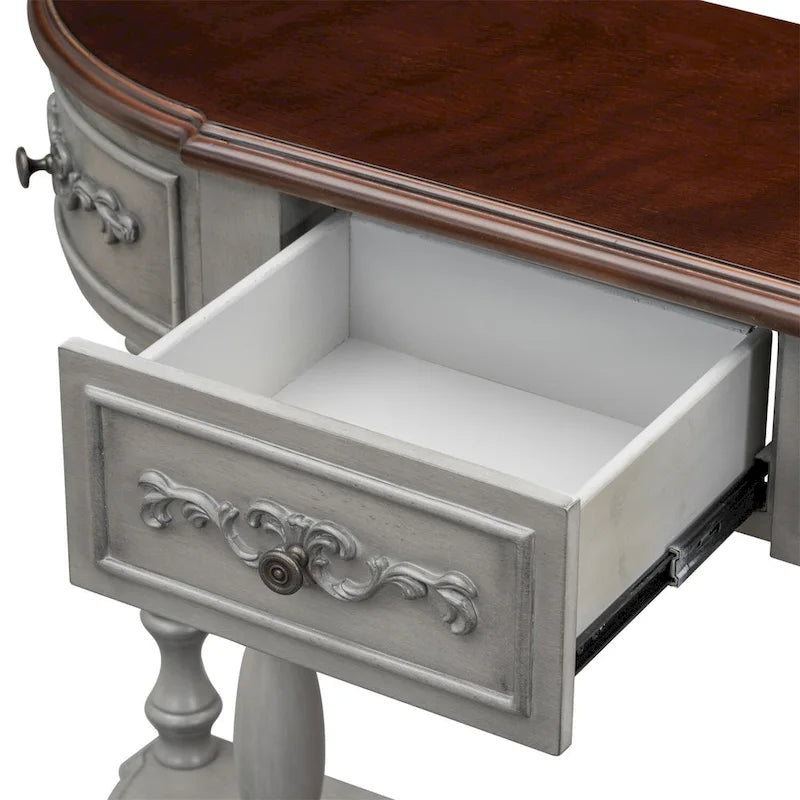 Curved Console Table with 4 Drawers and 1 Shelf