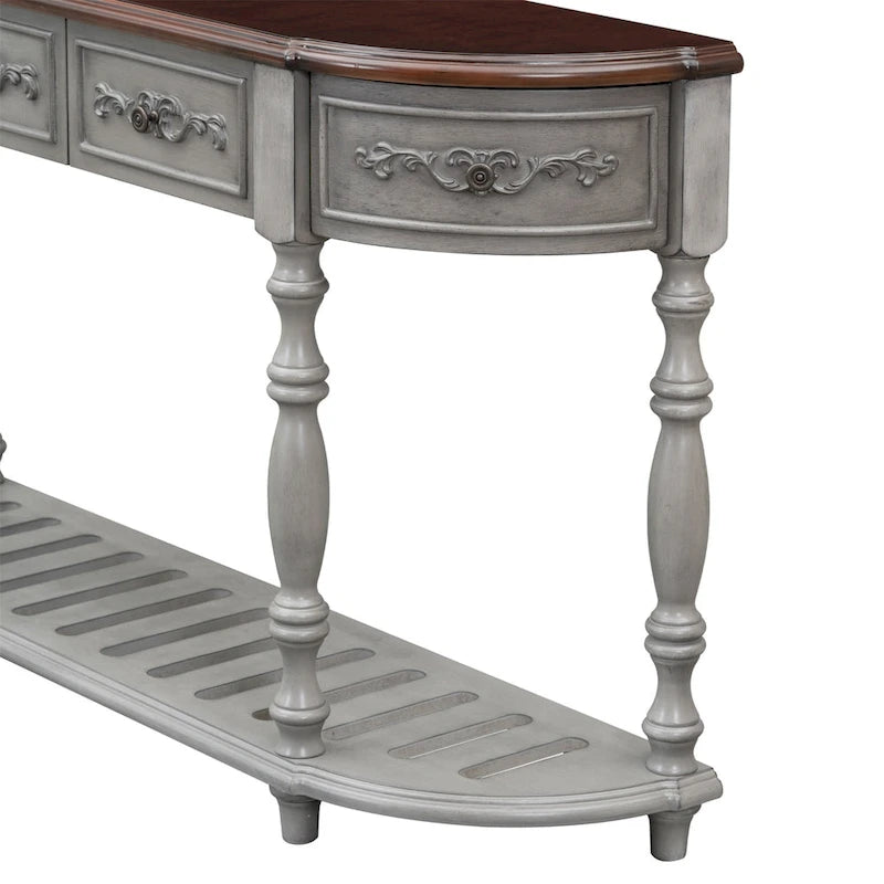 Curved Console Table with 4 Drawers and 1 Shelf