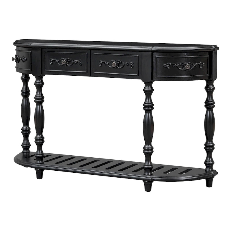Curved Console Table with 4 Drawers and 1 Shelf