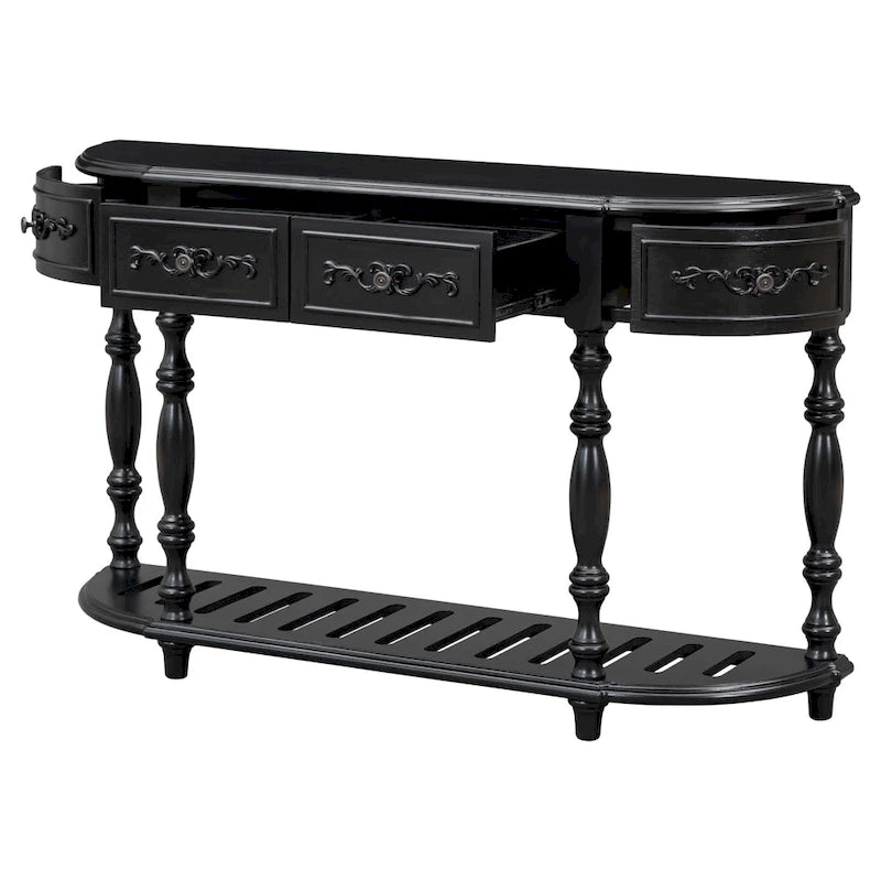 Curved Console Table with 4 Drawers and 1 Shelf