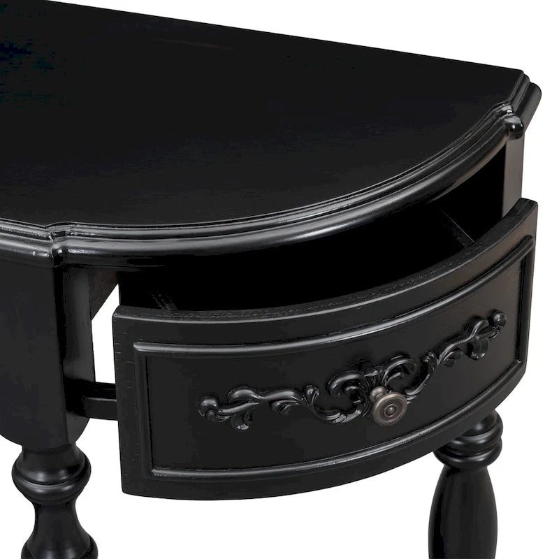 Curved Console Table with 4 Drawers and 1 Shelf