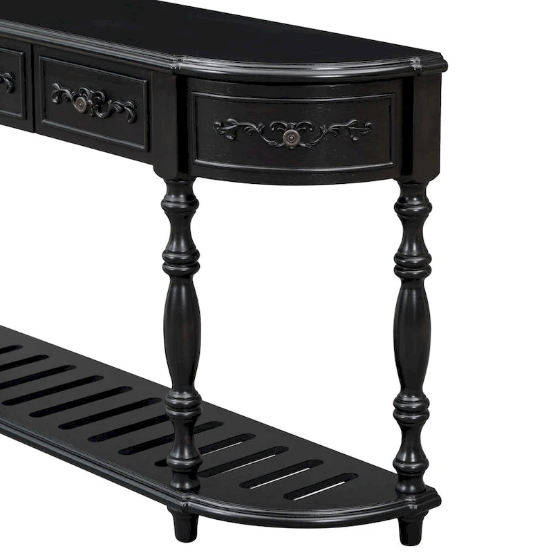 Curved Console Table with 4 Drawers and 1 Shelf