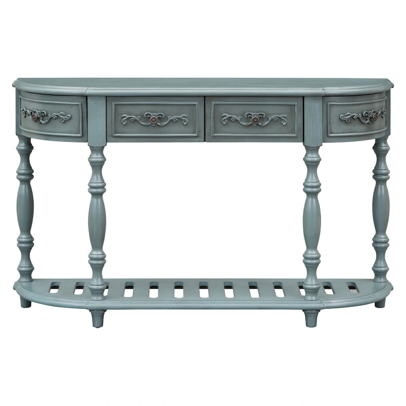 Curved Console Table with 4 Drawers and 1 Shelf