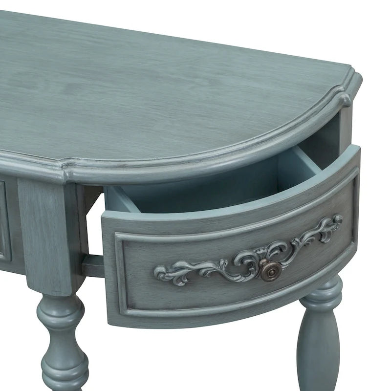Curved Console Table with 4 Drawers and 1 Shelf