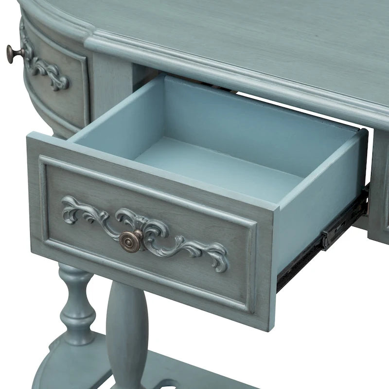 Curved Console Table with 4 Drawers and 1 Shelf