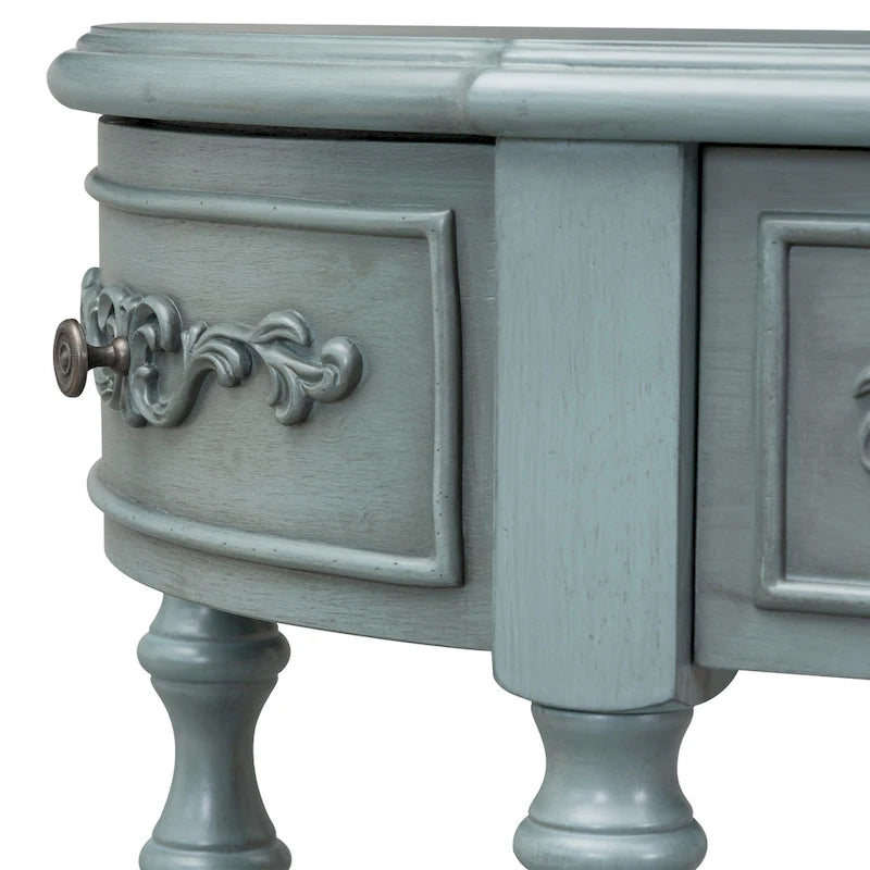 Curved Console Table with 4 Drawers and 1 Shelf