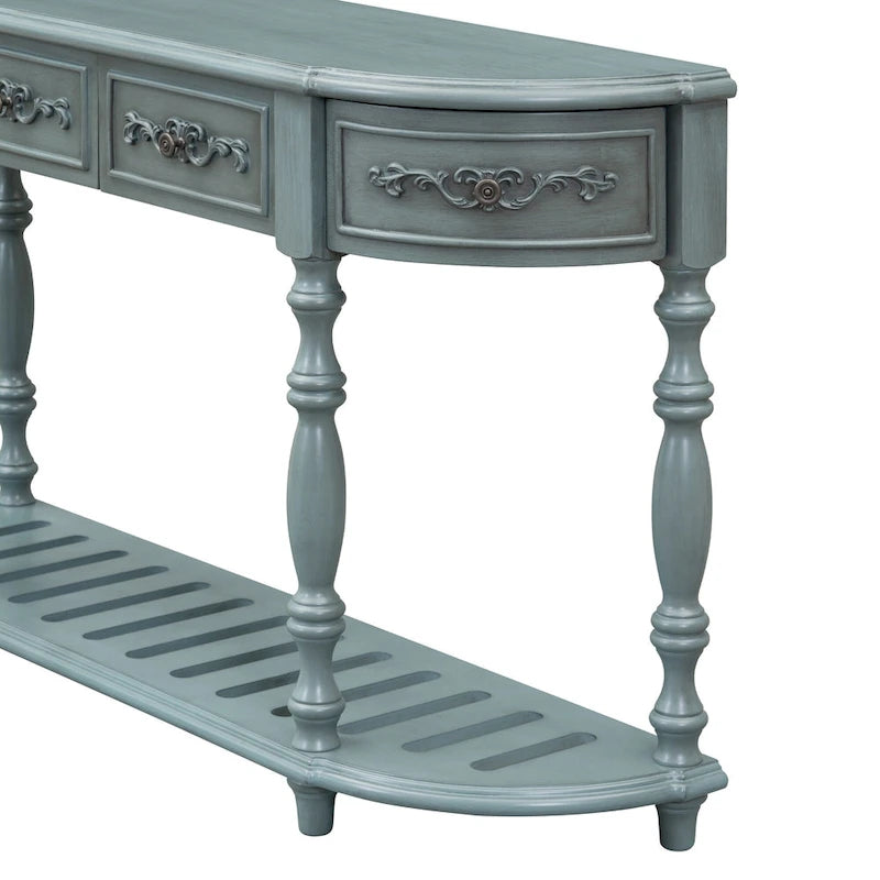 Curved Console Table with 4 Drawers and 1 Shelf