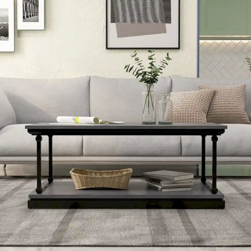 Transitional 47-inch 1-Shelf Coffee Table