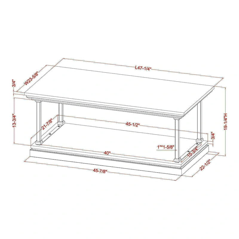 Transitional 47-inch 1-Shelf Coffee Table