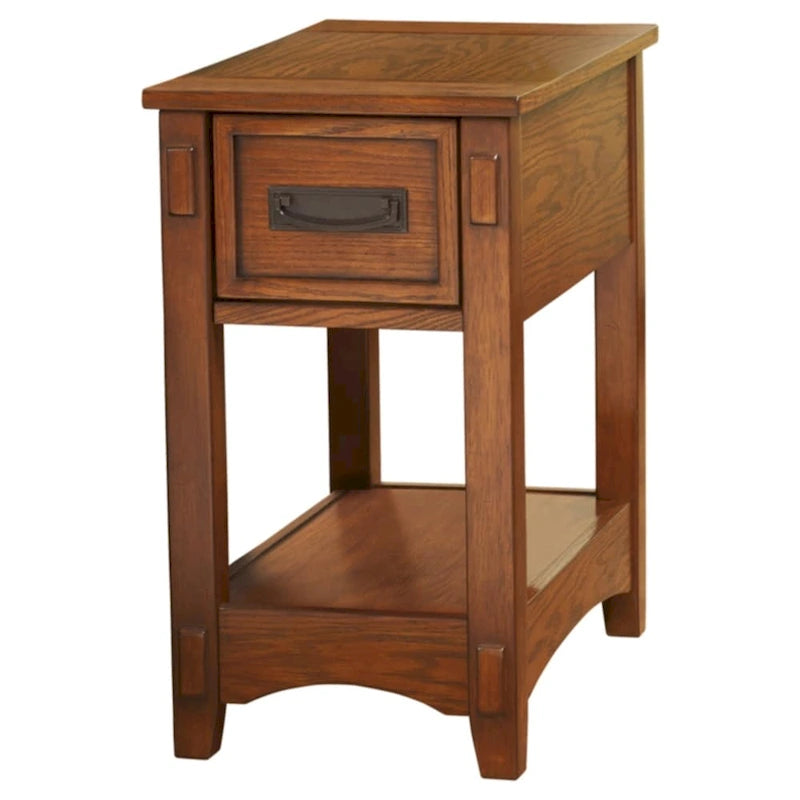 Brown Finish Wood Chairside End Table - 13 W x 22.13 D x 23.13 H