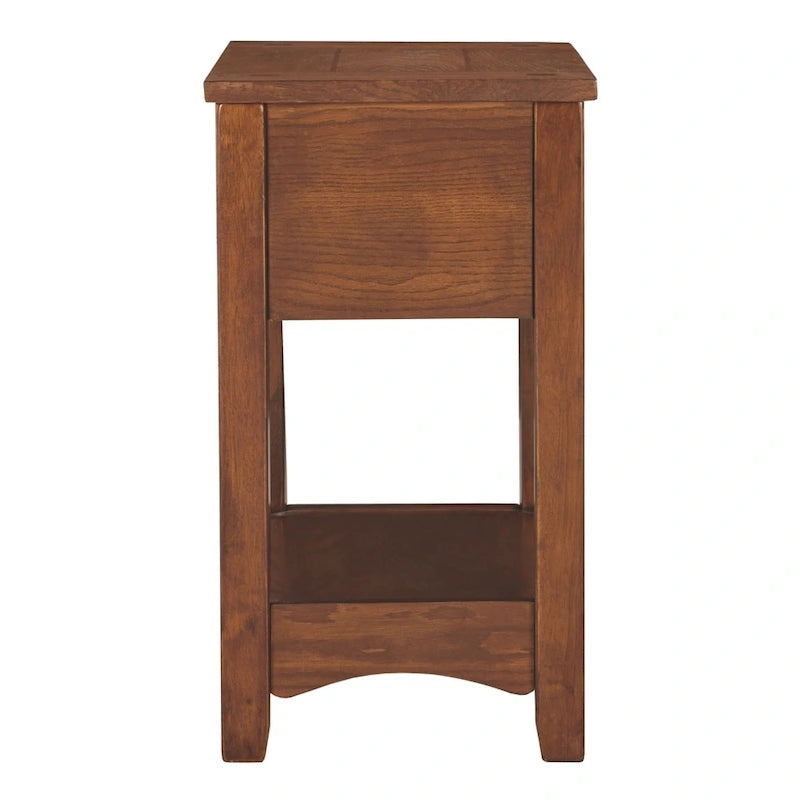 Brown Finish Wood Chairside End Table - 13 W x 22.13 D x 23.13 H