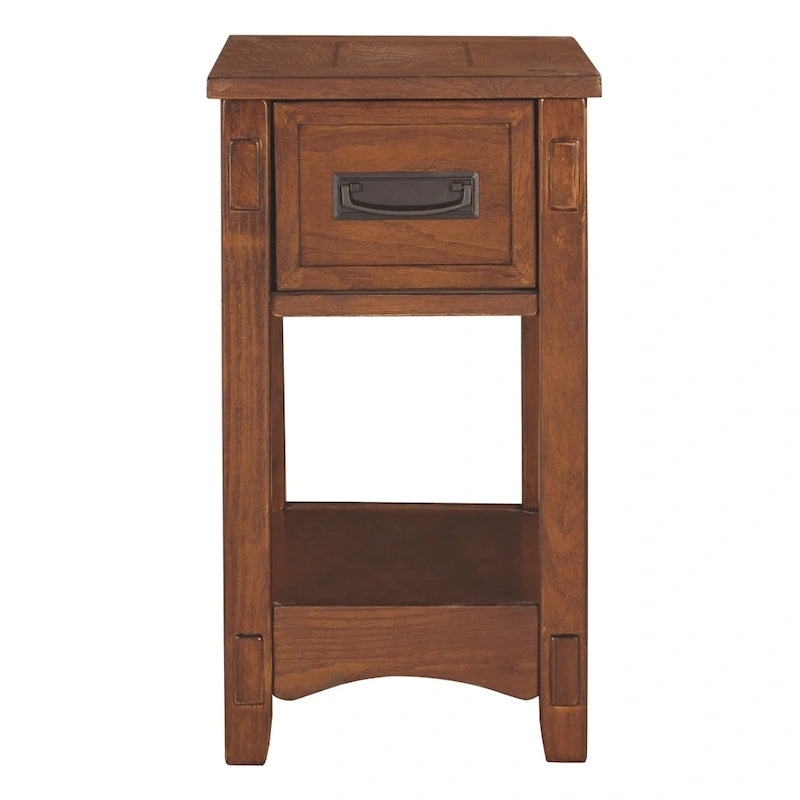 Brown Finish Wood Chairside End Table - 13 W x 22.13 D x 23.13 H