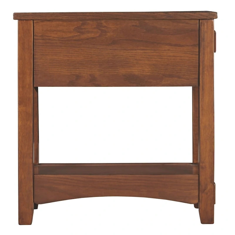 Brown Finish Wood Chairside End Table - 13 W x 22.13 D x 23.13 H