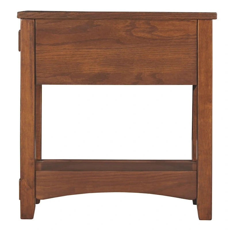 Brown Finish Wood Chairside End Table - 13 W x 22.13 D x 23.13 H
