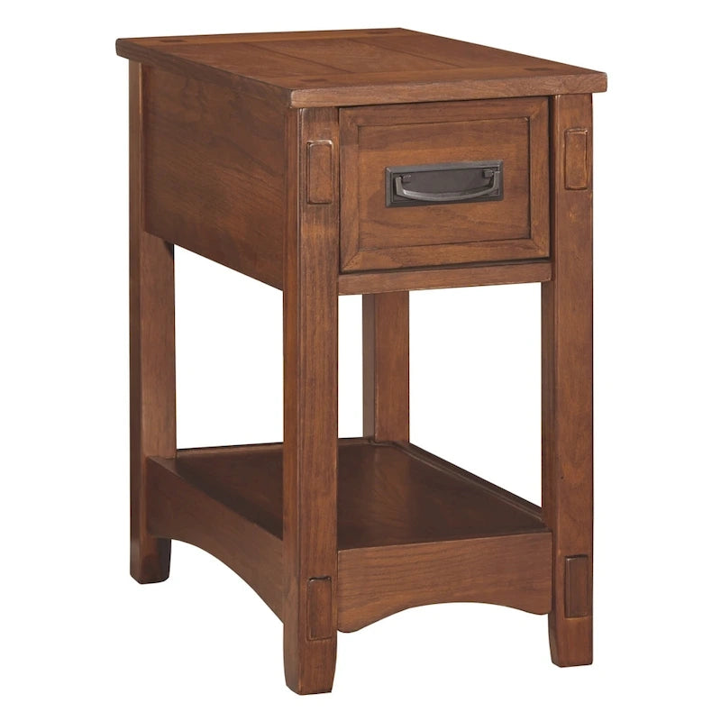Brown Finish Wood Chairside End Table - 13 W x 22.13 D x 23.13 H