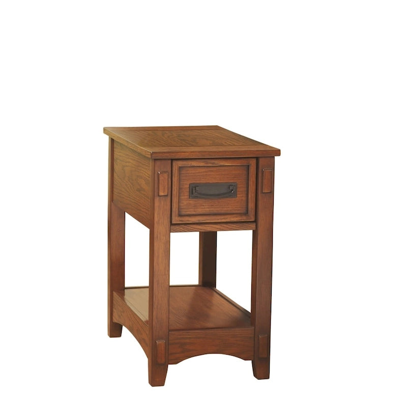 Brown Finish Wood Chairside End Table - 13 W x 22.13 D x 23.13 H