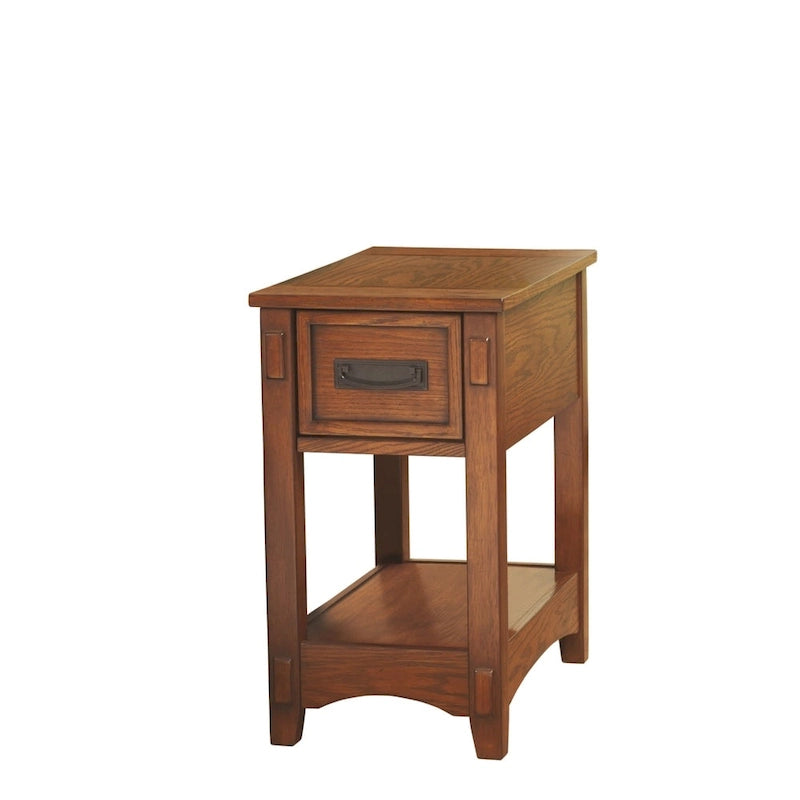Brown Finish Wood Chairside End Table - 13 W x 22.13 D x 23.13 H