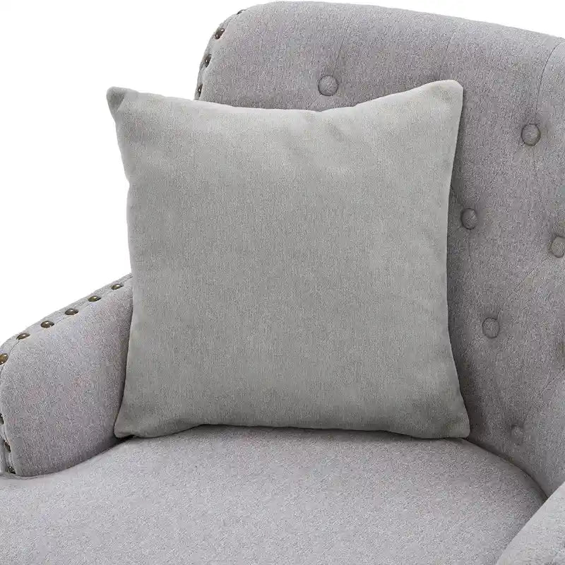 Club Chair Upholstered Button Tufted Accent Chair with Ottoman and Pillow