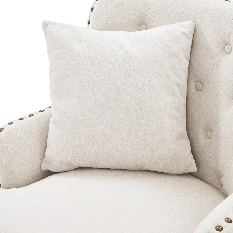 Club Chair Upholstered Button Tufted Accent Chair with Ottoman and Pillow