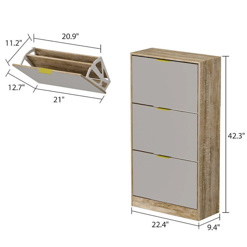 Floor Standing Mirror Shoe Cabinet Closet Shoe Organizers