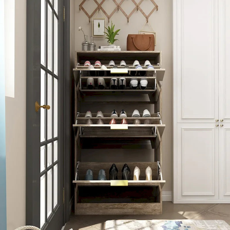 Floor Standing Mirror Shoe Cabinet Closet Shoe Organizers