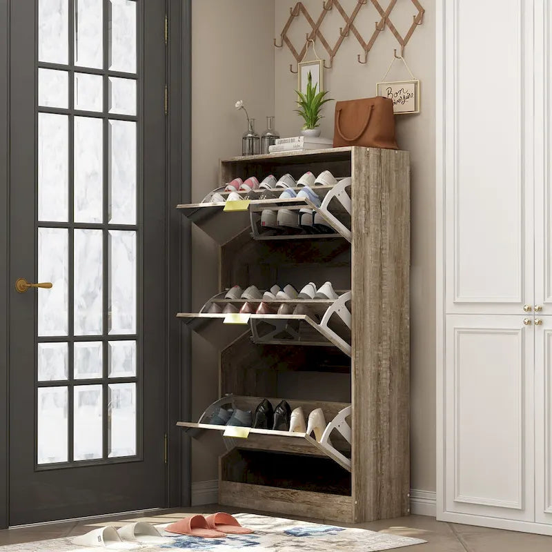 Floor Standing Mirror Shoe Cabinet Closet Shoe Organizers