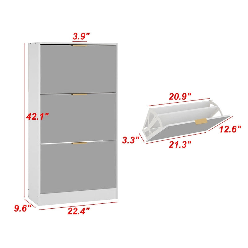 Floor Standing Mirror Shoe Cabinet Closet Shoe Organizers