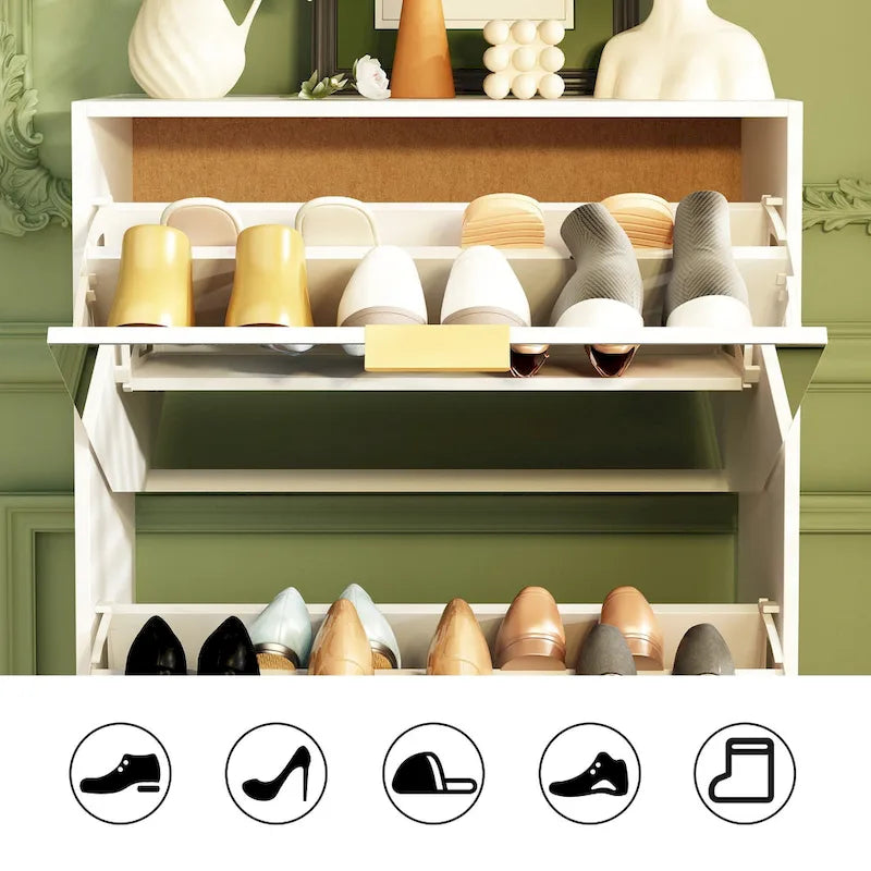 Floor Standing Mirror Shoe Cabinet Closet Shoe Organizers