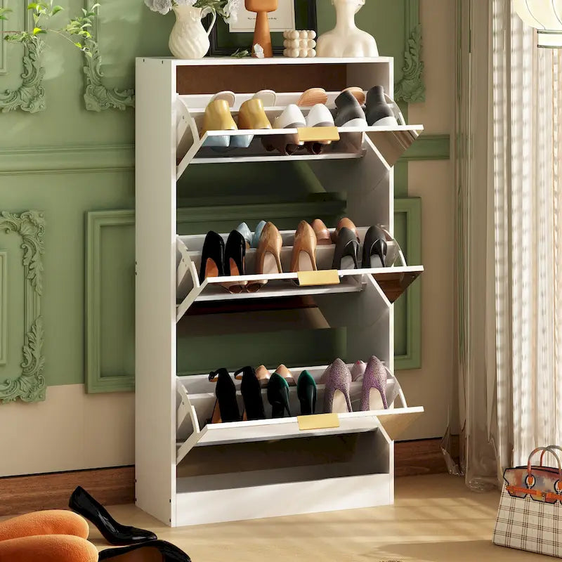 Floor Standing Mirror Shoe Cabinet Closet Shoe Organizers