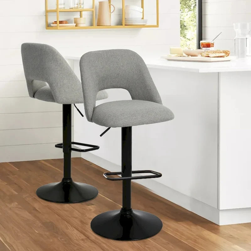 17.7 Bigger Base Vinyl Adjustable Height Swivel Bar Stool, Set of 2 - 32x17x17