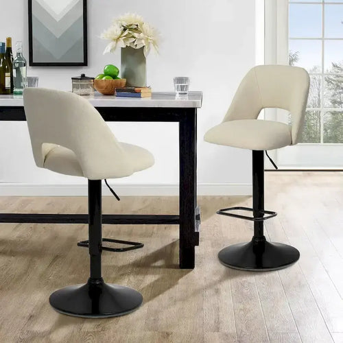 17.7 Bigger Base Vinyl Adjustable Height Swivel Bar Stool, Set of 2 - 32x17x17