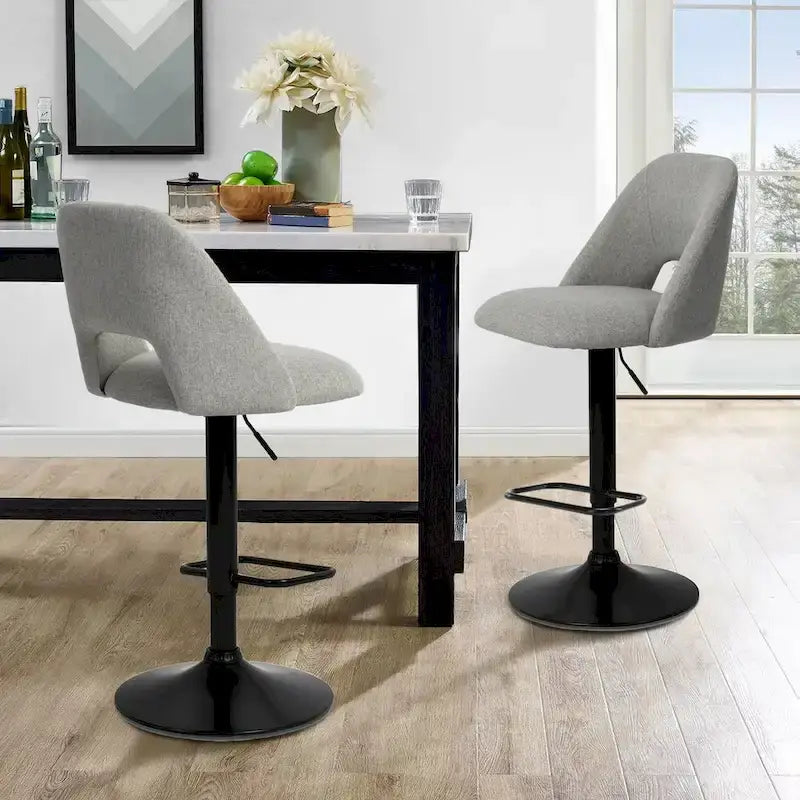 17.7 Bigger Base Vinyl Adjustable Height Swivel Bar Stool, Set of 2 - 32x17x17